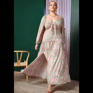 Eloquii Floral Maxi Dress w/ Tie Front 24